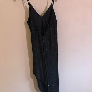AMIRI SILK CRYSTAL V-SLIP DRESS BLACK SZ 4